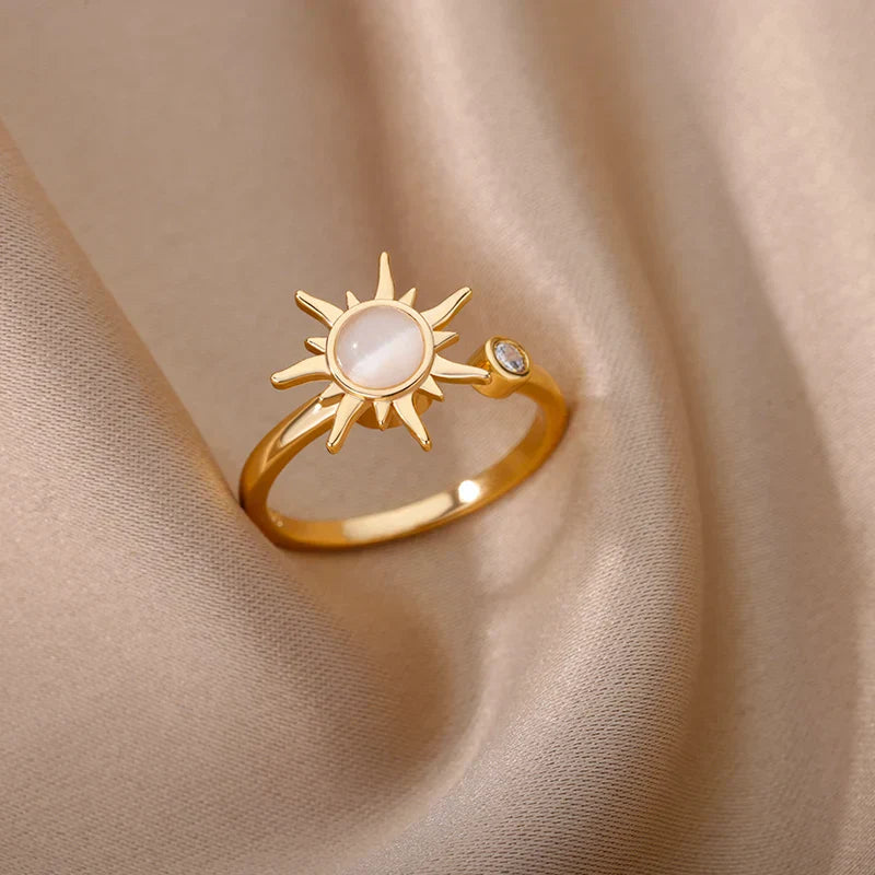 Celestial Sunbeam Moonstone Gold Ring